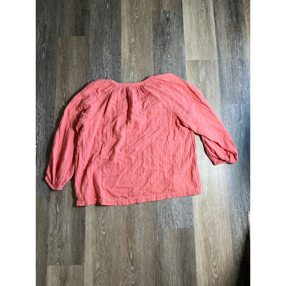Old Navy Blouse Womens XXL Pink Excellent V-Neck Long‎ Sleeve Gauze Cotton Top